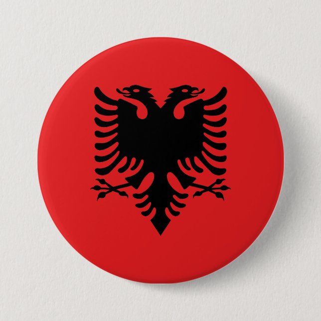 Flagge Albaniens Button (Vorderseite)
