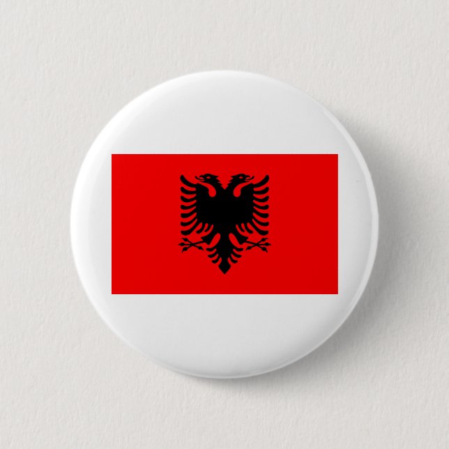 Flagge Albaniens Button (Vorderseite)