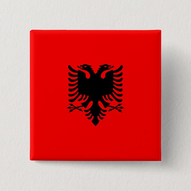 Flagge Albaniens Button (Vorderseite)