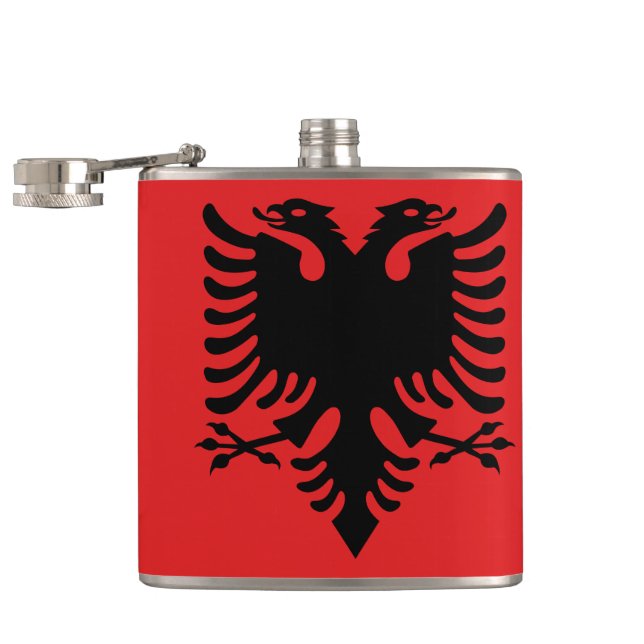 Flagge Albaniens Flachmann (Geöffnet)