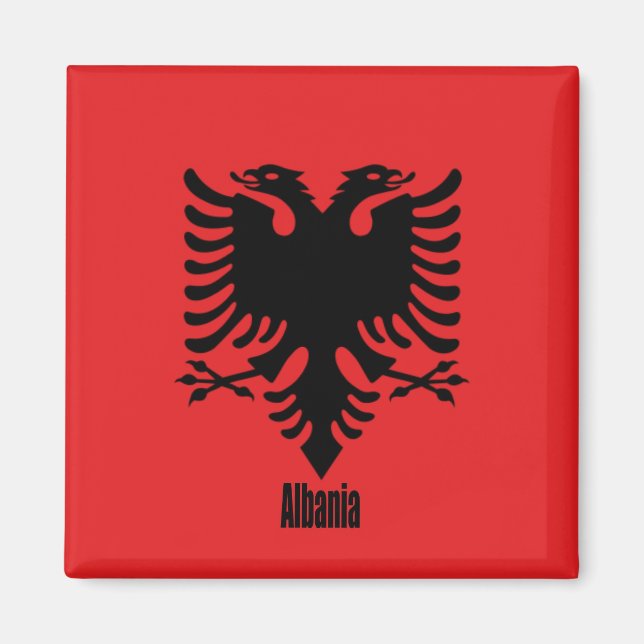 Flagge Albaniens, gekennzeichnet, Magnet (Vorne)