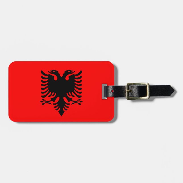 Flagge Albaniens Gepäckanhänger (Vorderseite horizontal)