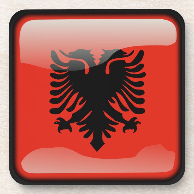 Flagge Albaniens Getränkeuntersetzer (Vorderseite)