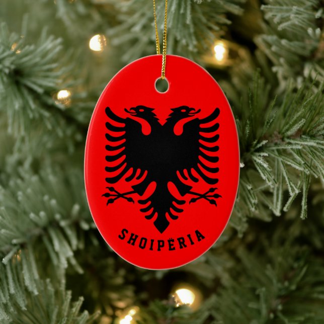 Flagge Albaniens Keramik Ornament (Baum)