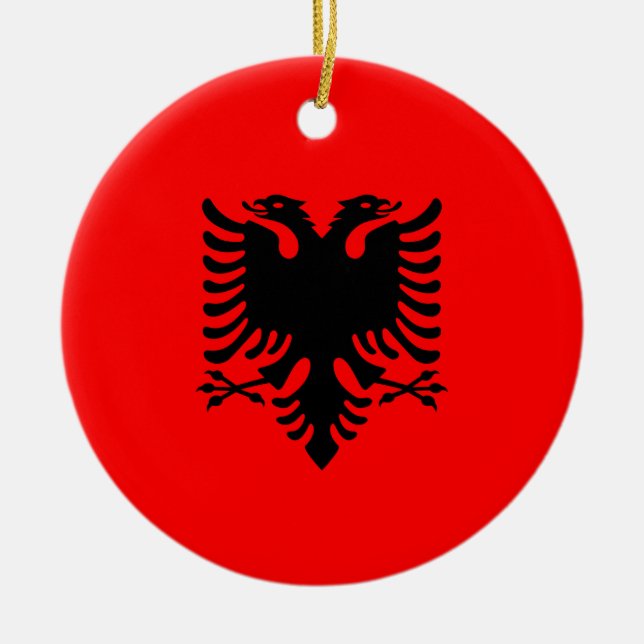Flagge Albaniens Keramik Ornament (Vorne)