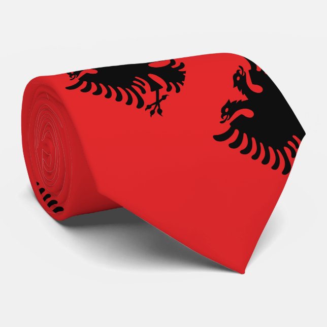 Flagge Albaniens Krawatte (Gerollt)