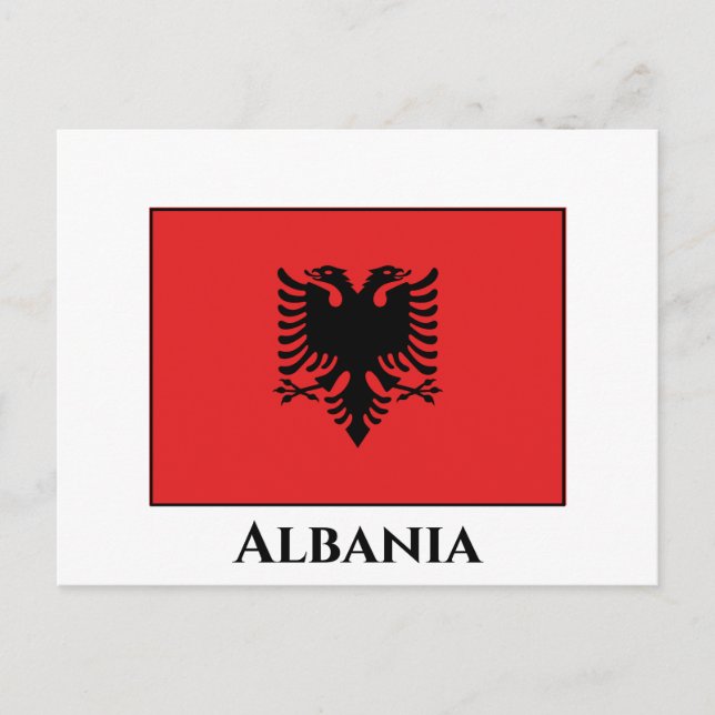 Flagge Albaniens Postkarte (Vorderseite)