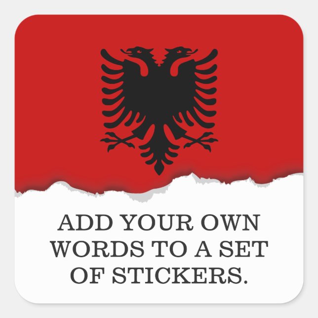 Flagge Albaniens Quadratischer Aufkleber (Vorderseite)