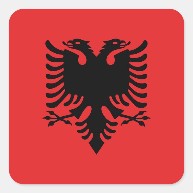 Flagge Albaniens Quadratischer Aufkleber (Vorderseite)