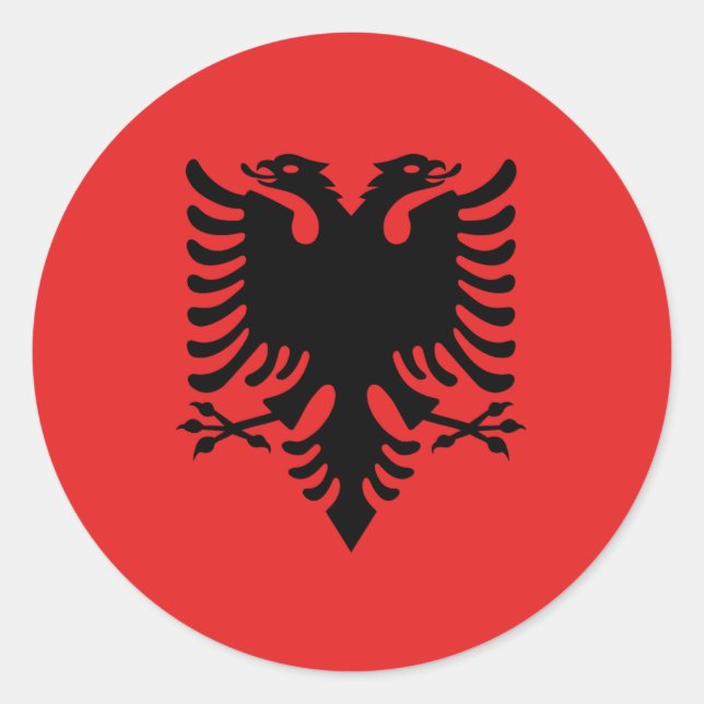 Flagge Albaniens Runder Aufkleber (Vorderseite)