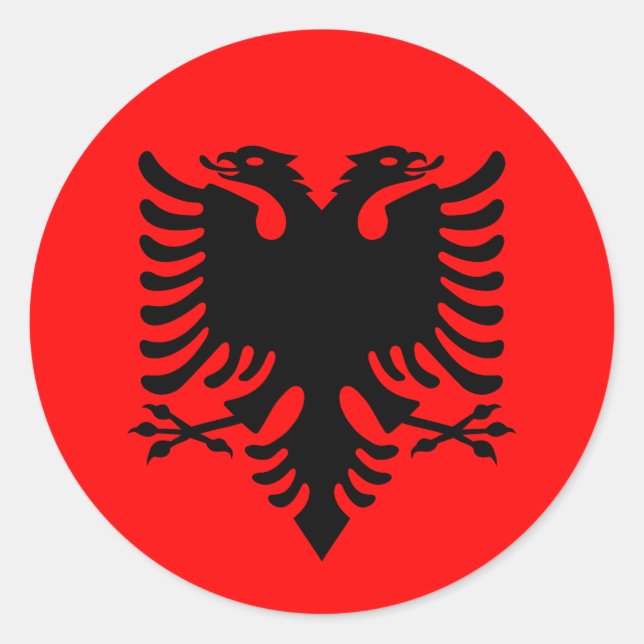 Flagge Albaniens Runder Aufkleber (Vorderseite)