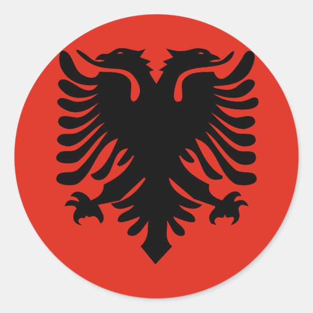 Flagge Albaniens Runder Aufkleber (Vorderseite)
