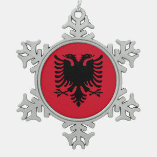 Flagge Albaniens Schneeflocken Zinn-Ornament