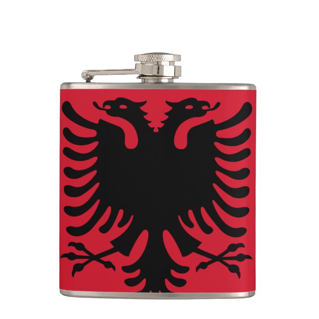 Flagge Albaniens Vinyl Wrapped Flask Flachmann (Vorderseite)