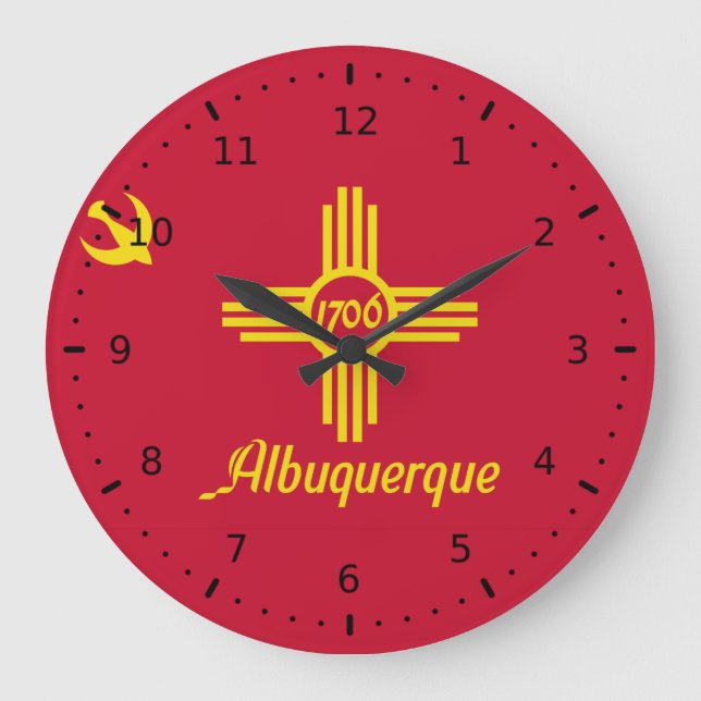 Flagge Albuquerque, New Mexico Große Wanduhr (Vorderseite)