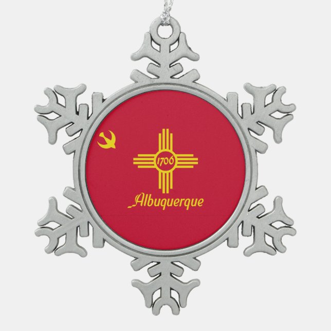 Flagge Albuquerque, New Mexico Snowflake Pewter C Schneeflocken Zinn-Ornament (Vorderseite)