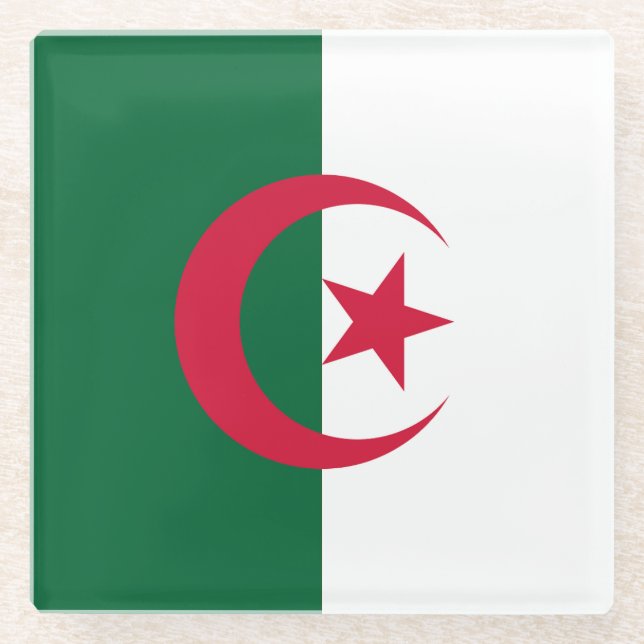 Flagge Algerien Glasuntersetzer (Vorderseite)