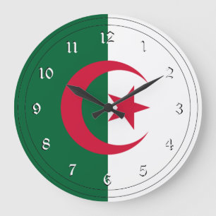 Flagge Algeriens Große Wanduhr