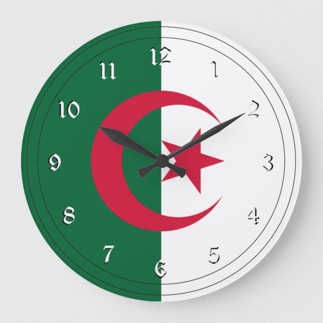 Flagge Algeriens Große Wanduhr (Vorderseite)