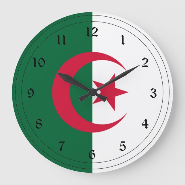 Flagge Algeriens Große Wanduhr (Vorderseite)