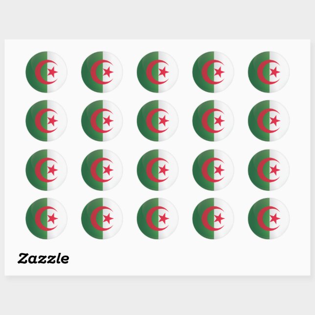 Flagge Algeriens Runder Aufkleber (Blatt)