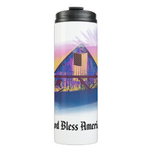 *~* Flagge Amerikanische alte Scheune GOTT SEGNE A Thermosbecher
