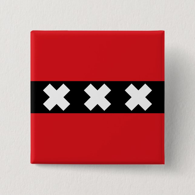 Flagge Amsterdam, Niederlande Button (Vorderseite)