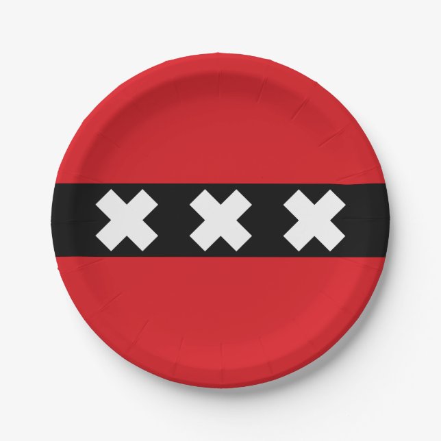Flagge Amsterdam, Niederlande Pappteller (Vorderseite)