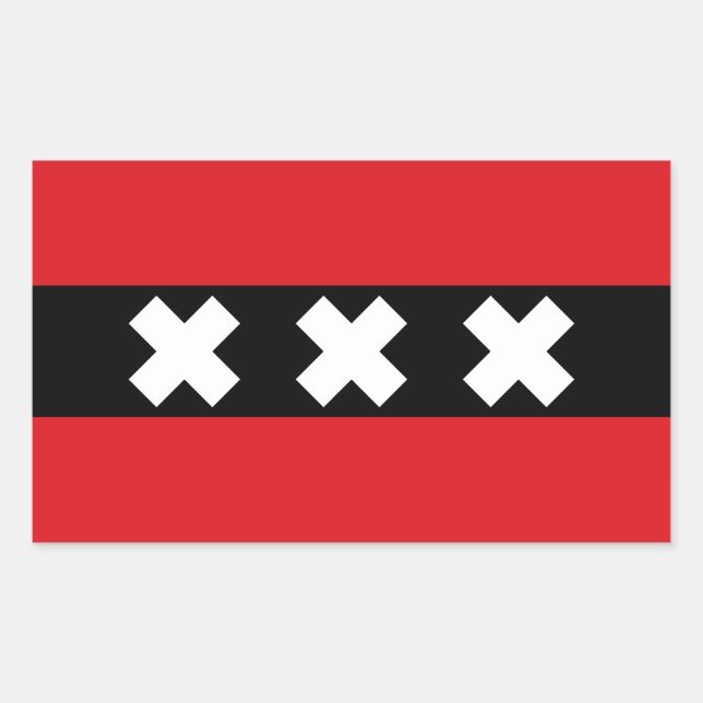 Flagge Amsterdam, Niederlande Rechteckiger Aufkleber (Vorderseite)