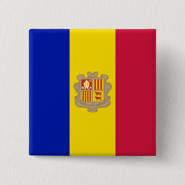 Flagge Andorras Button (Vorderseite)