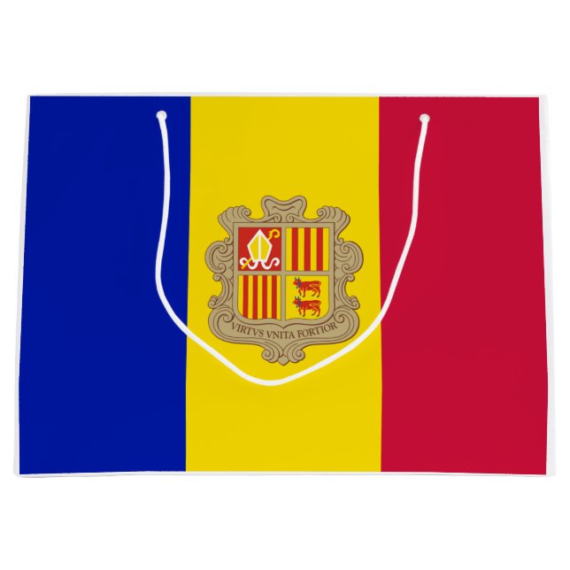 Flagge Andorras Große Geschenktüte (Vorderseite)