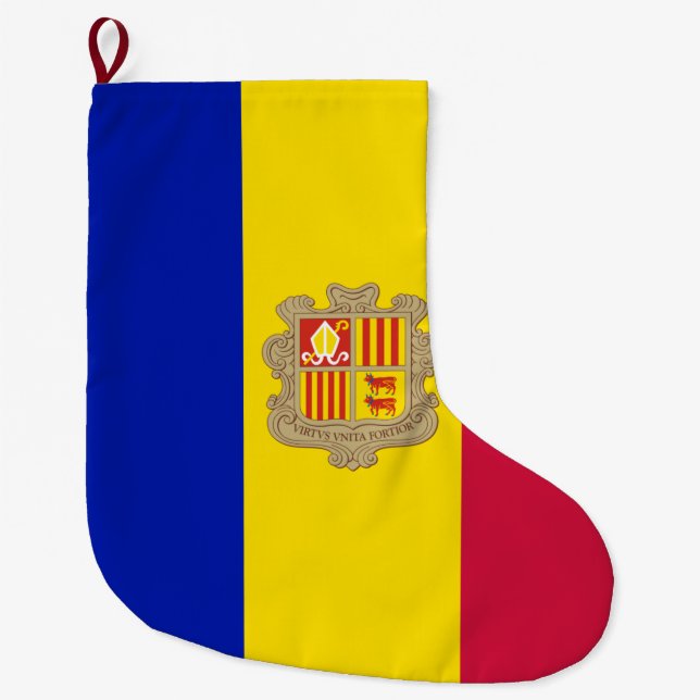 Flagge Andorras Großer Weihnachtsstrumpf (Vorderseite)