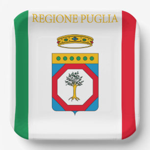 Flagge Apuliens (Italien) Pappteller