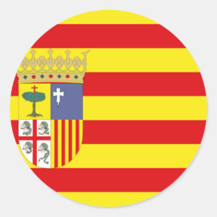 Flagge Aragoniens (Spanien) Runder Aufkleber