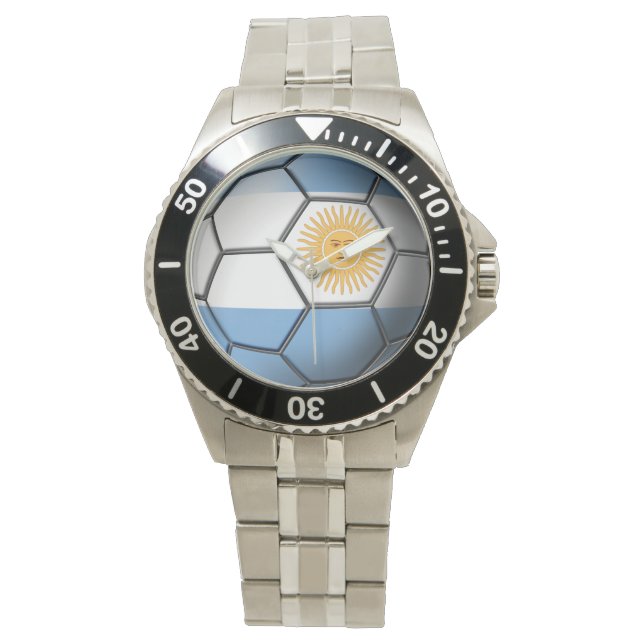 Flagge Argentiniens Fußball-Ball Armbanduhr (Vorderseite)