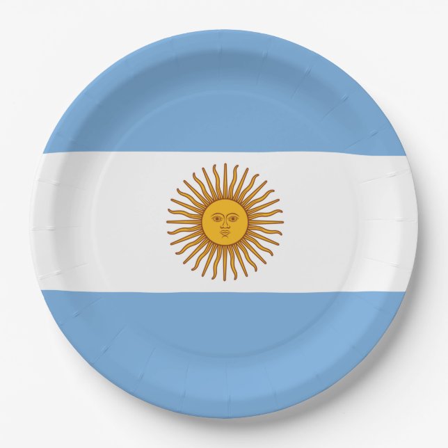 Flagge Argentiniens Pappteller (Vorderseite)
