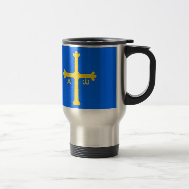 Flagge Asturiens (Spanien) Reisebecher (Rechts)