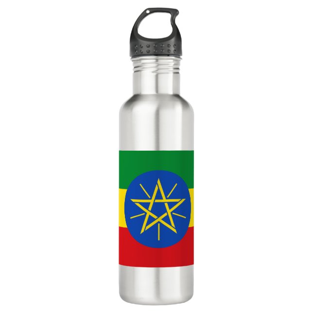 Flagge Äthiopiens Edelstahlflasche (Vorderseite)