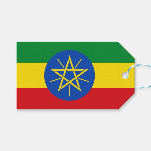 Flagge Äthiopiens Geschenkanhänger (Vorderseite (Horizontal))