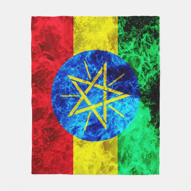 Flagge Äthiopiens - Meereswellen Fleecedecke (Vorderseite)