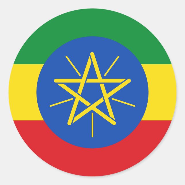 Flagge Äthiopiens Runder Aufkleber (Vorderseite)
