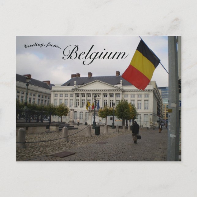 Flagge auf dem Märtyrerplatz Brüssel Belgien Postkarte (Vorderseite)