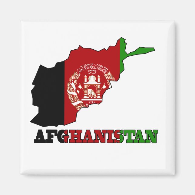 Flagge auf Karte Afghanistans Magnet (Vorne)