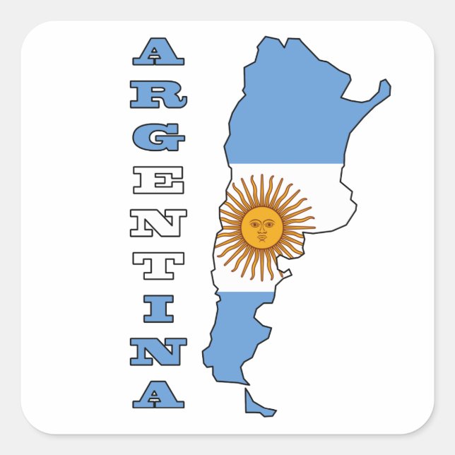 Flagge auf Karte Argentiniens Quadratischer Aufkleber (Vorderseite)