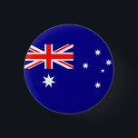 Flagge Australiens Button<br><div class="desc">Flagge Australiens: Die Flagge des Vereinigten Königreichs "Union Jack" befindet sich in der oberen linken Ecke,  darunter der Stern der Föderation. Die anderen Sterne repräsentieren die Konstellation des Südkreuzes.</div>