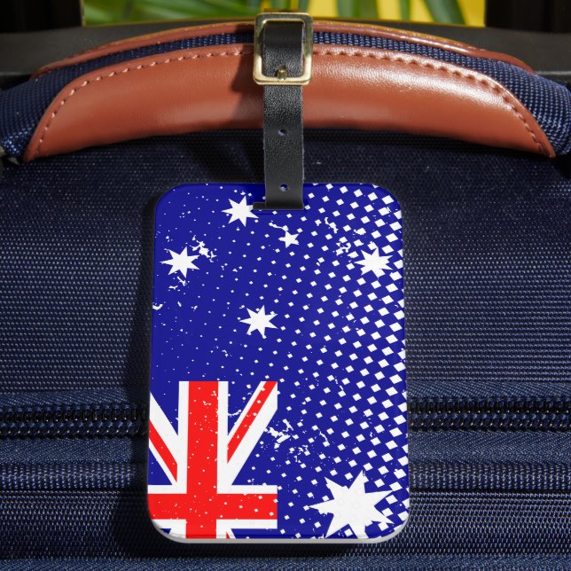 Flagge Australiens mit gestörten Halftonwirkungen Gepäckanhänger (Vorderseite Insitu 2)