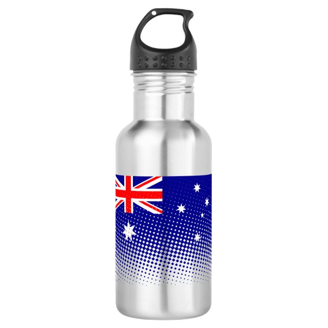 Flagge Australiens mit Halftone-Effekt Edelstahlflasche (Vorderseite)