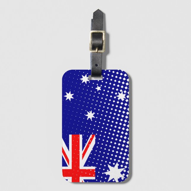 Flagge Australiens mit Halftone-Effekt Gepäckanhänger (Vorderseite Vertikal)