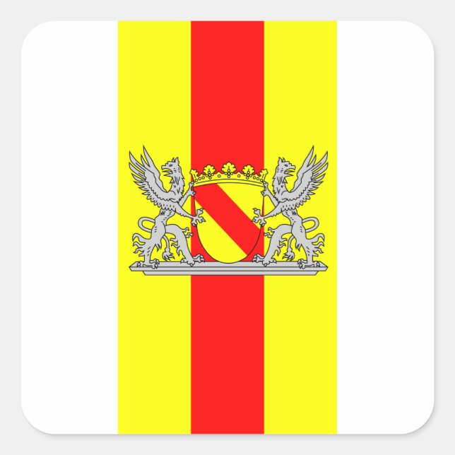 Flagge Baden Badisches Wappen Quadratischer Aufkleber (Vorderseite)