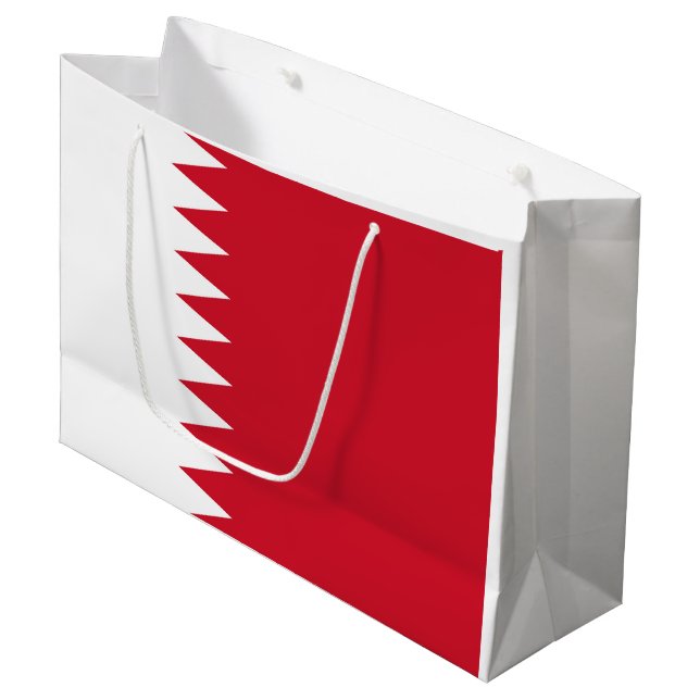 Flagge Bahrain Große Geschenktüte (Vorderseite Schrägansicht)